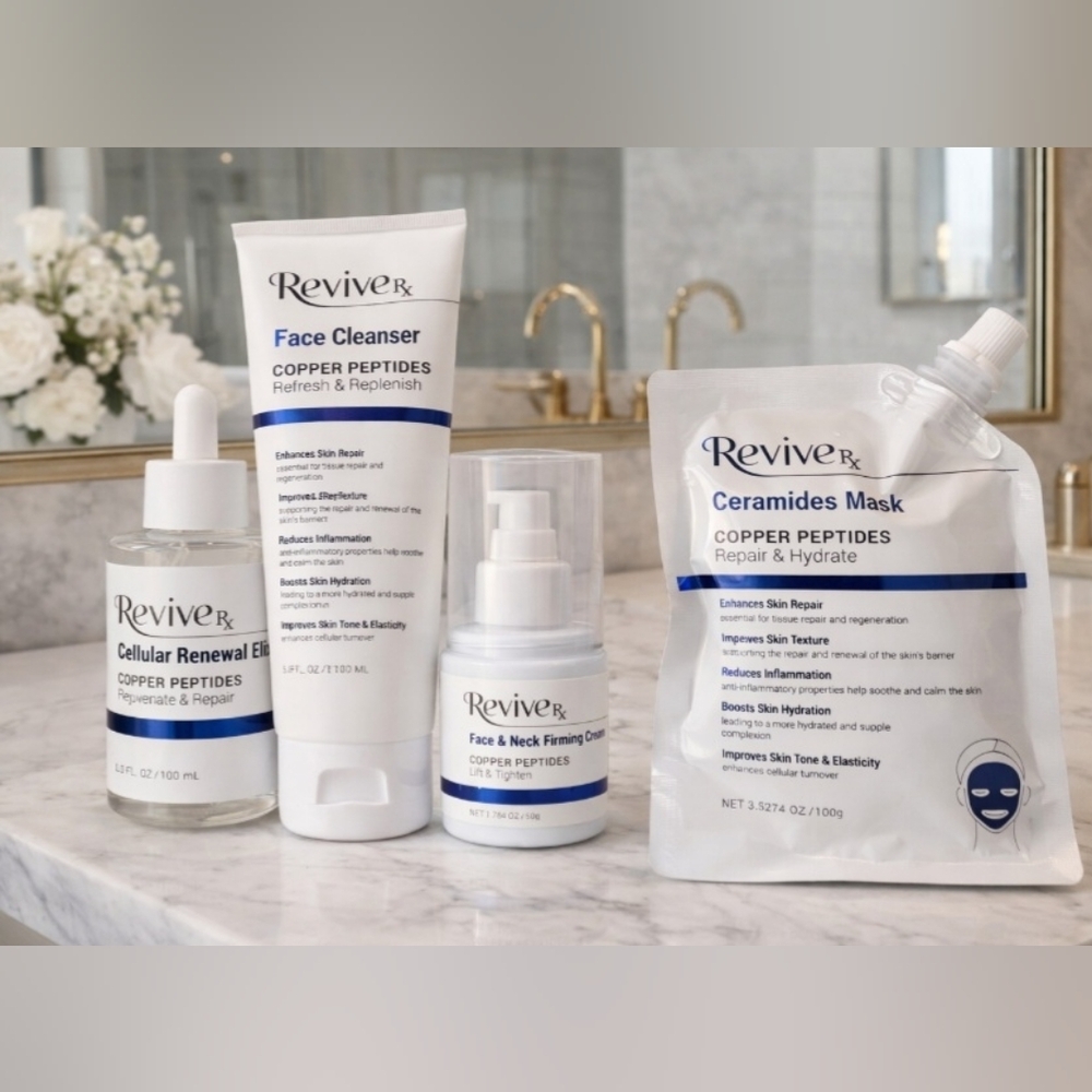 Copper Peptides Face Cleanser & Ceramides Mask — White & Blue